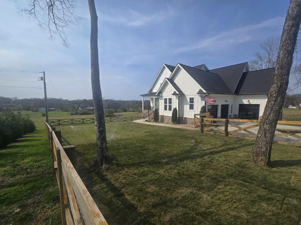 new sod lawn installation in Columbia TN with green grass and improved landscaping